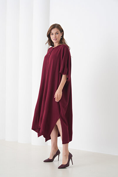 MAMAYAGA Stylish Wide-Fit Poncho Jacket with Front Buttons and Asymmetrical Cut Batwing Sleeves Suitable for Women's Hijab