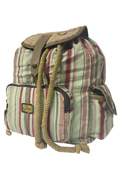 Old Cotton Kaliteli Tek Gözlü Vintage Salaş Disayn Unisex Sırt Günlük Okul Gezi Kamp Trekking Çantası 29cmx36cm