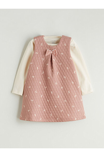 LC Waikiki Pembe Fiyonk Baskılı Kız Bebek Elbise Ve Tişört