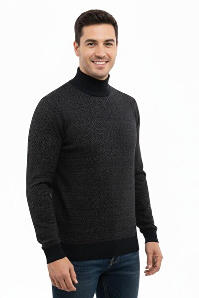 Çizgi Triko Men's Half Fisherman Sweater Steel Knit Regular Fit 5206B Bgl-St04853