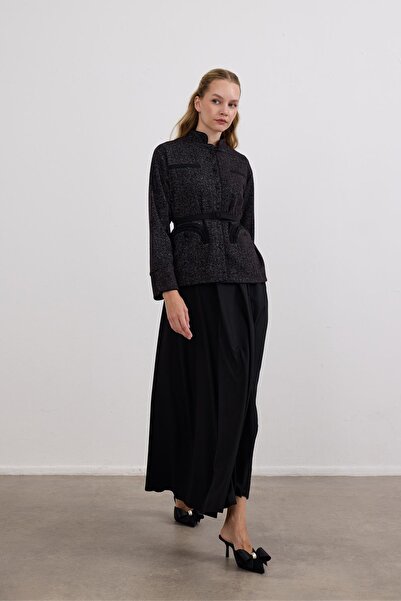 Hilay Trace Oval Cepli Düğmeli İçlik Elbiseli Takım SİYAH