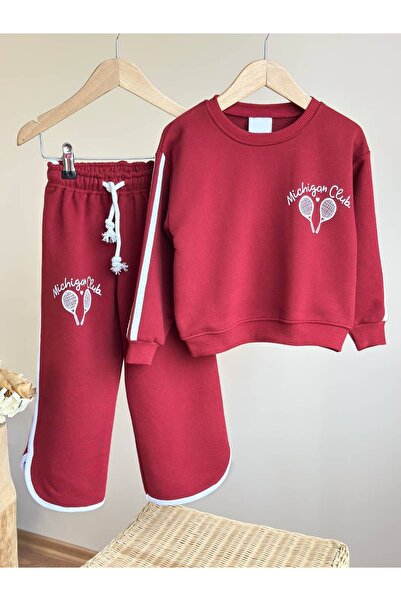 Pinkitokids Michigan Club Piped Detail Sweatshirt and 3 Thread Tracksuit Set