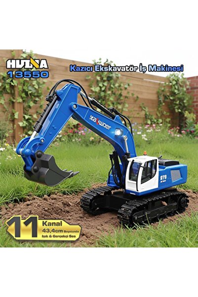 Huina Kaliwo 13550 1/18 11CH Kazıcı Ekskavatör İş Makinesi İnşaat Uzaktan Kumandalı RC Model Metal K