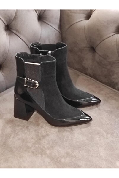 DaliciaStore Dragon Siyah Rugan Siyah Süet Kadın Bot