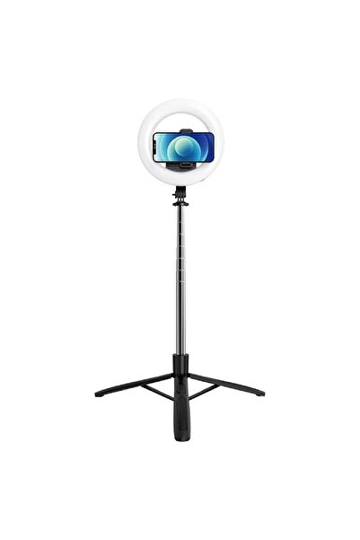 Usams Circular Light Ring Lamp with Tripod and Phone Holder Included, Black