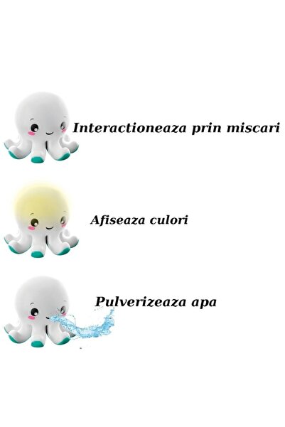 CLEMENTONI Jucărie de baie pentru copii — caracatiță interactivă cu efecte de culoare și lumină