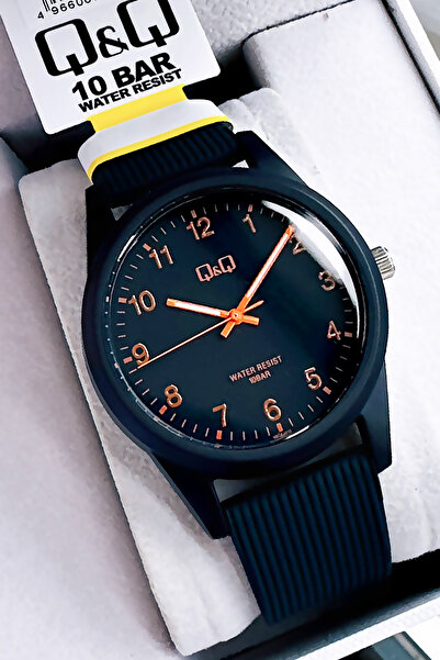 Q&Q 10 Atm Water Resistant Navy Blue Silicone Cord Original Men's Wristwatch - Gift Bracelet Qqeg2002C4