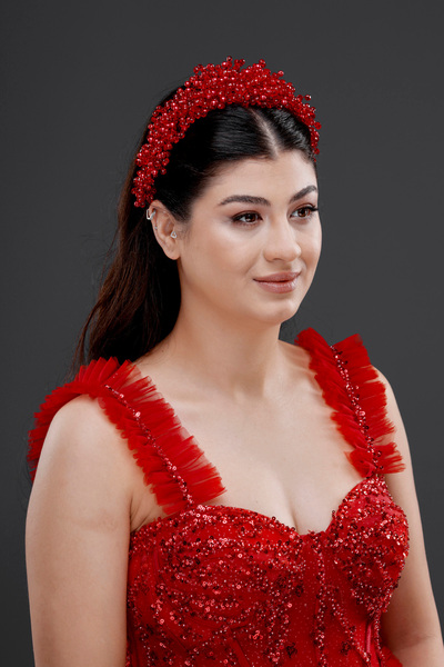 BYEN GİYİM Κομψό Φόρεμα Ειδικής Σχεδίασης με Χάντρες και Πέρλες, Νυφικό Φόρεμ...