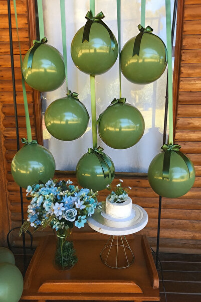 Partini Renklendir Yüksek Kalite Küf Yeşili Metalik Krom (Aynalı) Balon 12 İn...