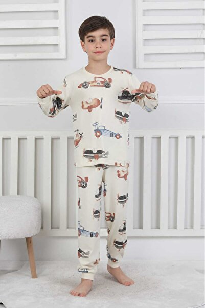 bunny hopp Set de pijamale pentru băieți cu mâneci lungi, cu model de avion, bumbac 100% de ani, 3-8 ani