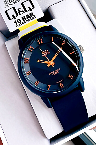 Q&Q 10 Atm Water Resistant Navy Blue Silicone Cord Original Men's Wristwatch - Gift Bracelet Qqeg2002C2