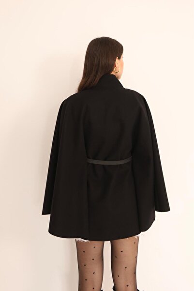 Leo Ferre Women's Black New Season Cashmere Belted Poncho. 1208.