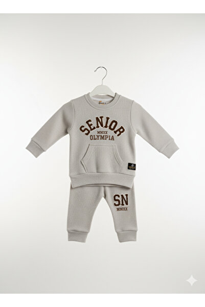 Zerenyus 6-24 Months Kangaroo Pocket Senor Suit Gray
