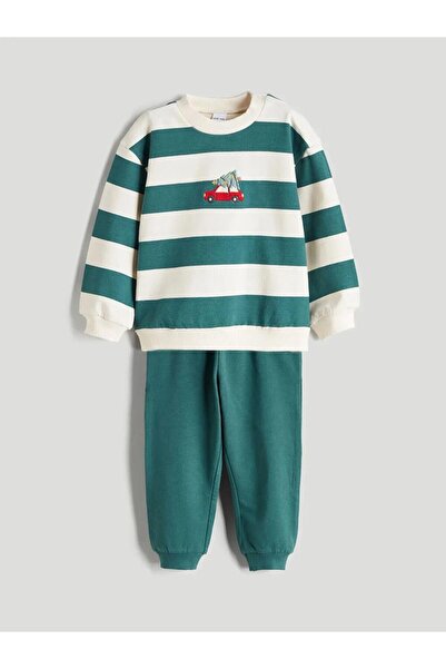 LC Waikiki Crew Neck Striped Baby Boy Sweatshirt and Sweatpants Set of 2 (W5)
