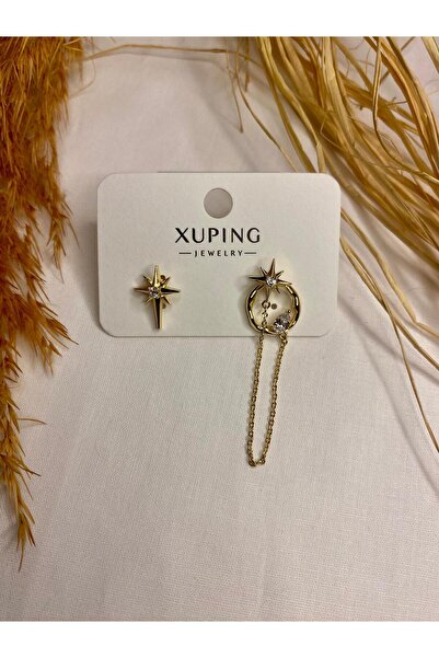 XUPING JEWELRY 14K Altın Kaplama Kutup Yıldızı Küpe