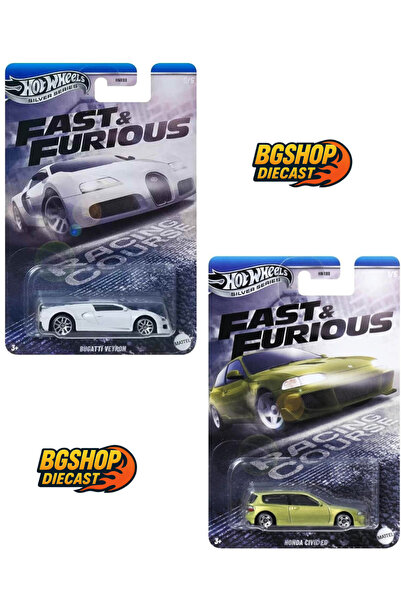 HOT WHEELS Fast and Furious - Racing Course Honda Civic EG - Bugatti Veyron (Uzun Kart)