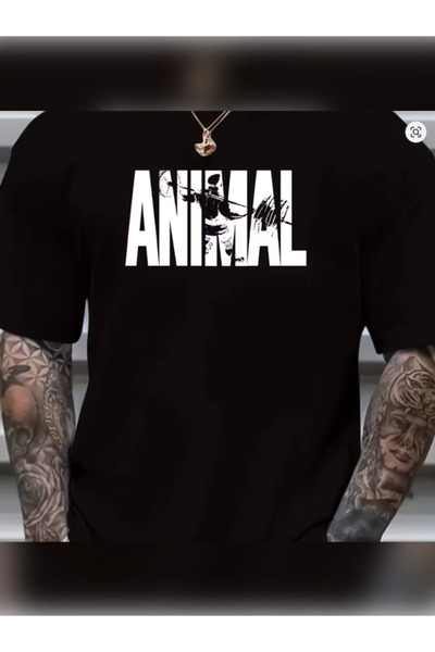 TİMİSİVA Μπλουζάκι Unisex oversized ANIMAL με τύπωμα Βαμβακερό με κοντό μανίκ...