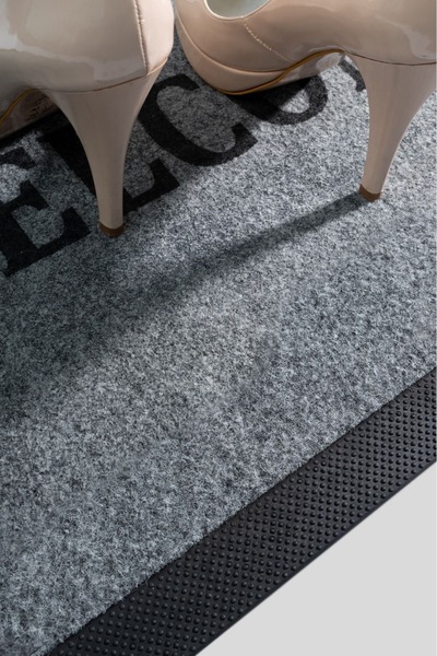 KARMAT Gri Welcome Kaymaz Taban Nem Alıcı Toz Alıcı Kapı Önü Paspası, Dekoratif Paspas, Dış Kapı Paspas