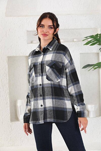 Polologin Butik Lacivert Spor Kesim Kışlık Oduncu Gömlek