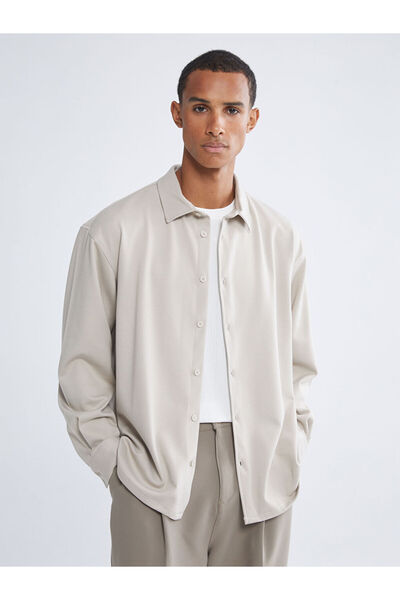 LC Waikiki Cămașă pentru bărbați cu mânecă lungă, bej, cu croială normală