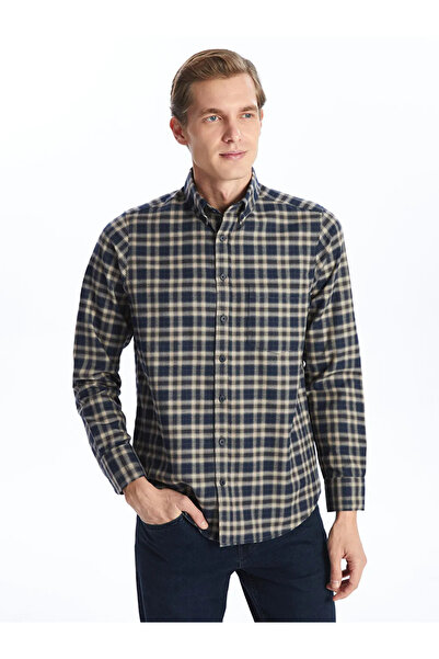 LC Waikiki Regular Fit Uzun Kollu Ekose Gabardin Erkek Gömlek