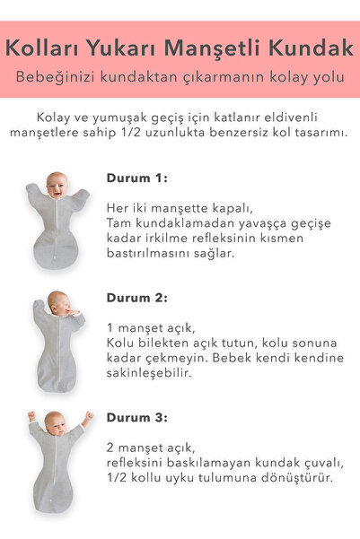 Le Touche Bebek Kundak Eldiven Manşetli Uyku Tulumu & Kolları Yukarı Kundak