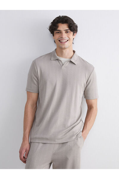 LC Waikiki Men's T-Shirt with a Turn-Down Roba Collar for Style Enthusiasts f...