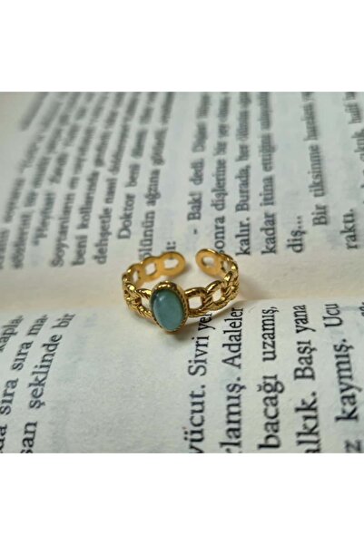 Haze Adjustable Tarnish Free Steel Ring Aqua 2