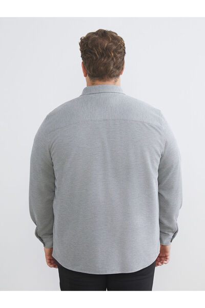 LC Waikiki Gray Plus Size Slim Fit Long Sleeve Men's Shirt