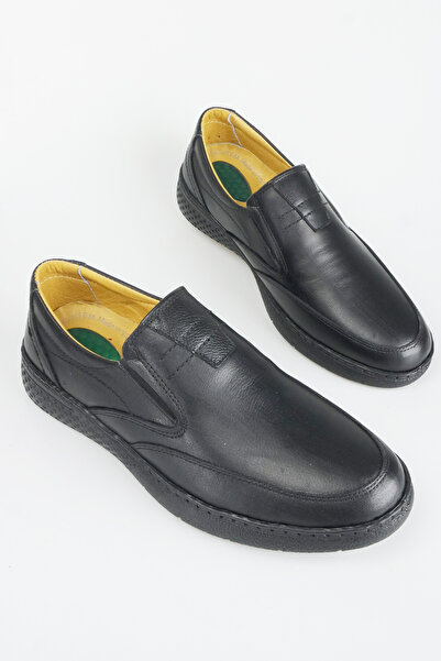 Wallerjon Men's Genuine Leather Ultra Comfortable Gel Black Daily Dad Shoes