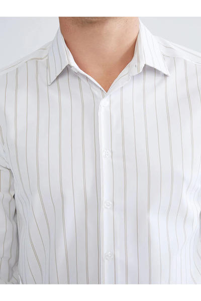 LC Waikiki Ανδρικό ριγέ μακρυμάνικο πουκάμισο με λεπτή εφαρμογή