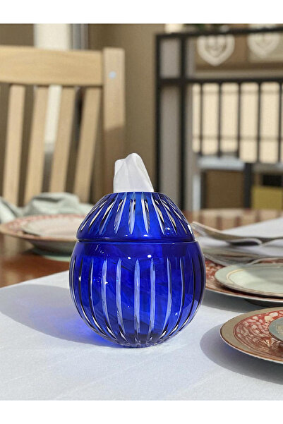 AYZ HOME Blue Cut Crystal Glass Handmade Design Napkin Holder/ Invitation -Organization-Wedding -Engagement