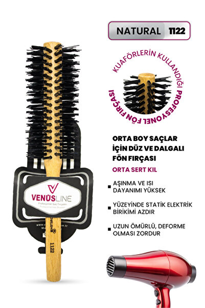 VENÜS LİNE VL فرشاة تجفيف الشعر فينوسلاين ناتشورال 1122 للشعر متوسط ​​الطول، ...