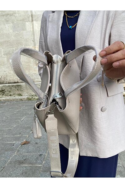 H&D COLLECTİON 4-Compartment Soft Leather Long Strap Very Useful Hand and Shoulder Bag with Charm Gift