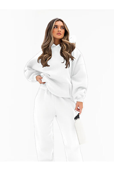 darkopia Unisex Men Women Blakely Printed Oversized 3 Thread K Hooded Tracksuit Set