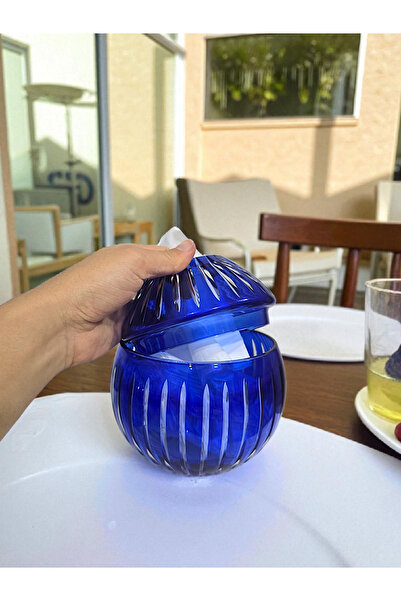 AYZ HOME Blue Cut Crystal Glass Handmade Design Napkin Holder/ Invitation -Organization-Wedding -Engagement