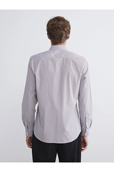 LC Waikiki Ανδρικό ριγέ μακρυμάνικο πουκάμισο με λεπτή εφαρμογή