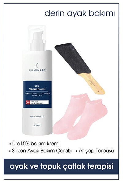 Luminate Ayak bakım Çatlak topuk Nasır sökücü Üre %15 kremi Ayak törpüsü Silikon ayak bakım çorabı