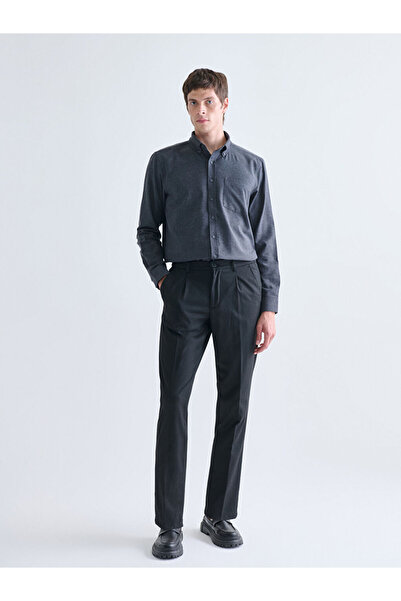 LC Waikiki Anthracite Regular Fit Long Sleeve Men's Lumberjack Shirt