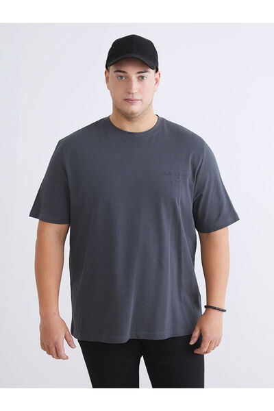 LC Waikiki Λαμπερές επιλογές από το Shining Store |   Ανδρικό μπλουζάκι μεγάλου μεγέθους με τύπωμα από χτενισμένο βαμβάκι