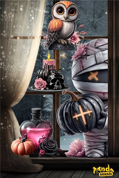 PANDA SOKAĞI Halloween Glass Wall Sticker Set, Halloween Party Sticker, Hallo...