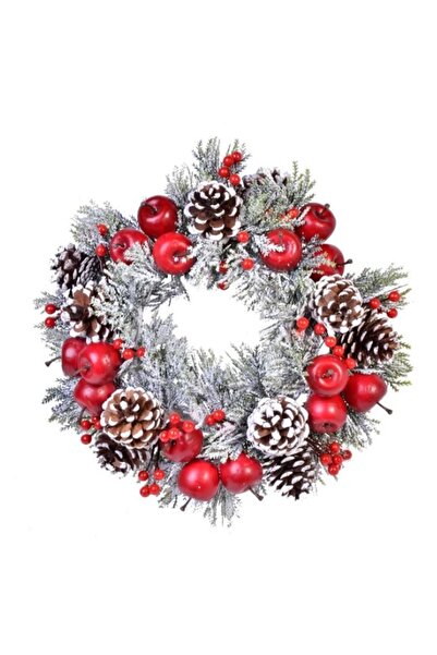 DavidaHome Decor Craciun, inel coronita artificiala lumanari, nins, diametru ...