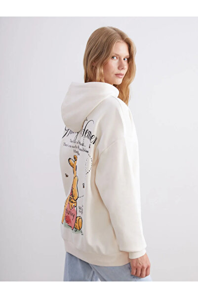 LC Waikiki Winnie the Pooh Baskılı Oversize Kadın Hoodie