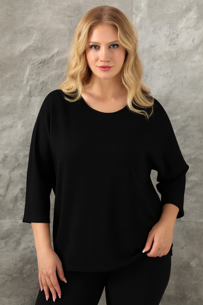 SETRİCA Kadın Siyah Basic Modal OVERSİZE SWEATSHIRT