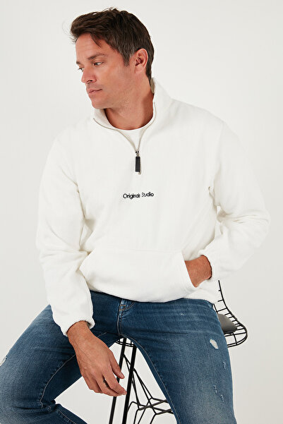 Buratti Мъжка блуза с полуцип, права кройка и мека текстура SWEAT 59060661