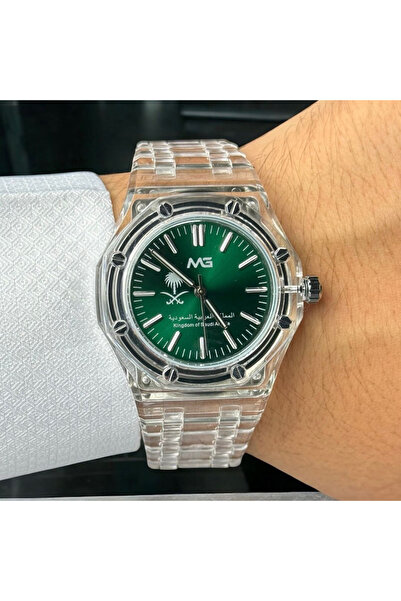 CN Elegant transparent watch with a modern design bearing the Kingdom's logo