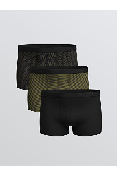 LC Waikiki Μαύρο Standard Mold Cotton Flexible Ανδρικό Boxer Σετ 3 τεμαχίων