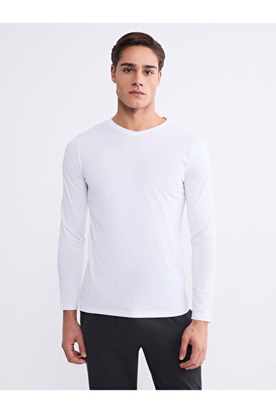 LC Waikiki White Crew Neck Long Sleeve Men's Undershirt