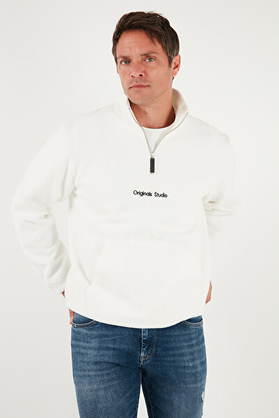 Buratti Regular Fit Half Zippered Mock Neck Soft Textured Sweat Men's Sweat 59060661