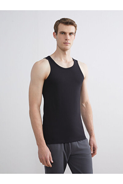 LC Waikiki Black U-Neck Combed Cotton Men's Undershirt 5-Pack